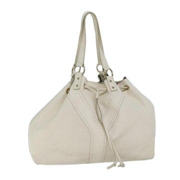 SAINT LAURENT Tote Bag Leather White Auth bs13659