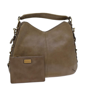 SALVATORE FERRAGAMO Shoulder Bag Leather Beige Auth bs13669