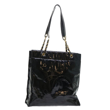 CHANEL Chain Shoulder Bag Patent leather Black CC Auth bs8351
