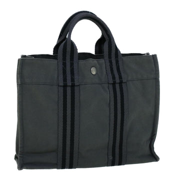 HERMES Fourre Tout PM Tote Bag Canvas Gray Auth bs9065