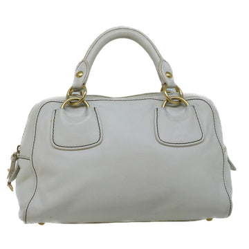 MIU MIU Hand Bag Leather White Auth bs9198