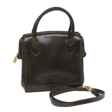 FENDI Hand Bag Leather 2way Brown Auth bs9432