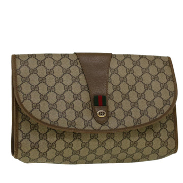 GUCCI GG Supreme Web Sherry Line Clutch Bag Red Beige 89 01 031 Auth bs9444
