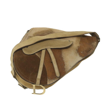 CHRISTIAN DIOR Saddle Shoulder Bag Suede Brown Auth bs9663