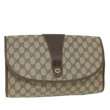 GUCCI GG Supreme Web Sherry Line Clutch Bag Red Beige 156 01 031 Auth bs9677
