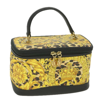 GIANNI VERSACE Vanity Cosmetic Pouch Coated Canvas Yellow Auth bs9911