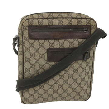 GUCCI GG Supreme Shoulder Bag PVC Leather Beige 92551 Auth bs9928