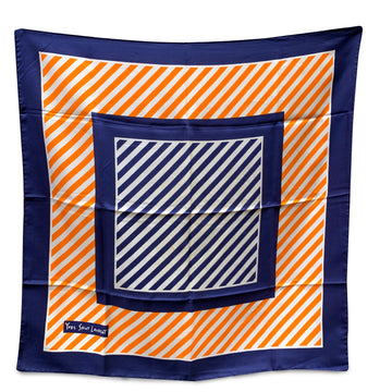 YVES SAINT LAURENT Vintage Orange And Blue Striped Silk Scarf