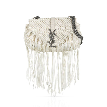 YVES SAINT LAURENT Classic Monogram Crochet Fringed Bag