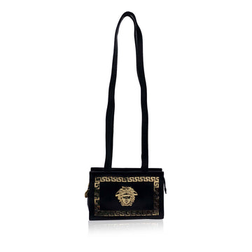 VERSACEGianni  Couture Vintage Black Leather Medusa Shoulder Bag