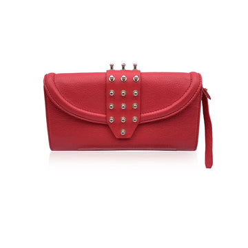 ALEXANDER MCQUEENMcq  Red Leather Studded Continental Wallet