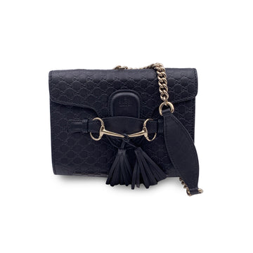 GUCCI Black Microssima Leather Mini Emily Shoulder Bag
