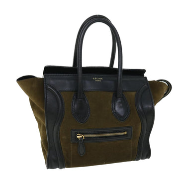 CELINE Luggage Mini Hand Bag Suede Leather Khaki Auth ep1582