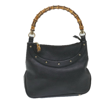 GUCCI Bamboo Shoulder Bag Leather Black 137379 Auth ep2235