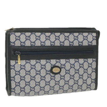 GUCCI GG Plus Supreme Clutch Bag PVC Leather Navy Auth ep2272