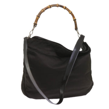 GUCCI Bamboo Shoulder Bag Nylon Black 001 1781 1577 Auth ep2348