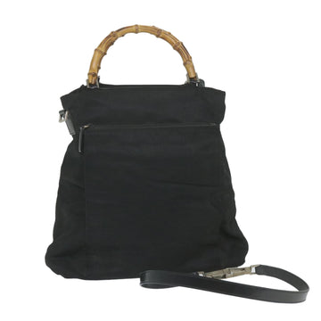 GUCCI Bamboo Shoulder Bag Canvas 2way Black 002 3754 0506 Auth ep2424