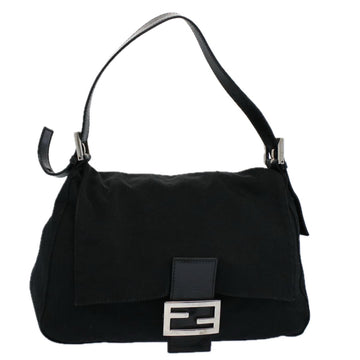 FENDI Mamma Baguette Shoulder Bag Nylon Black 2308 26325 008 Auth ep2426