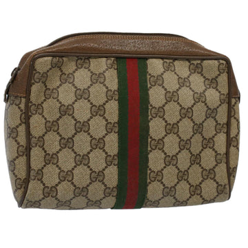 GUCCI GG Supreme Web Sherry Line Clutch Bag Beige Red 89 01 012 Auth ep2429