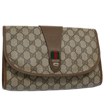 GUCCI GG Supreme Web Sherry Line Clutch Bag Red Beige 89 01 030 Auth ep2520
