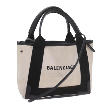 BALENCIAGA Hand Bag Canvas Black White 390346 Auth ep2535