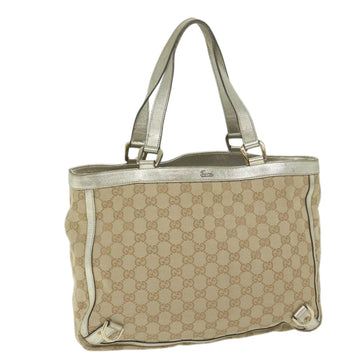 GUCCI GG Canvas Hand Bag Beige Gold Tone 170004 Auth ep2669