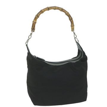 GUCCI Bamboo Hand Bag Nylon Black 000 1956 0531 Auth ep2813