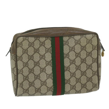 GUCCI GG Supreme Web Sherry Line Clutch Bag Beige Red 63 01 012 Auth ep2837