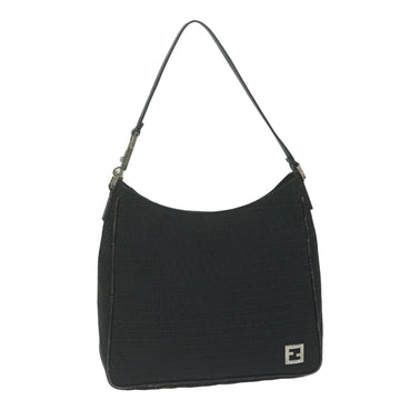 FENDI Zucchino Canvas Shoulder Bag Black Auth ep2840
