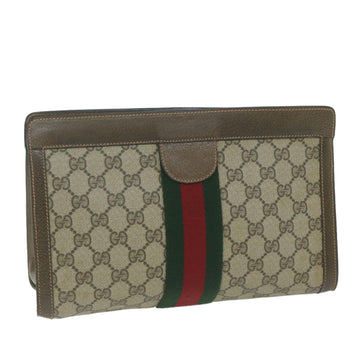 GUCCI GG Supreme Web Sherry Line Clutch Bag Beige Red 89 01 002 Auth ep3034