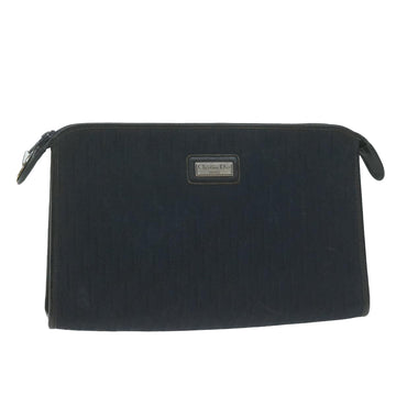 CHRISTIAN DIOR Trotter Canvas Clutch Bag Navy Auth ep3078
