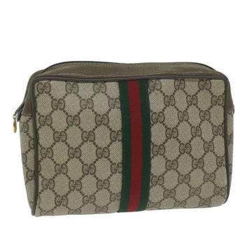 GUCCI GG Supreme Web Sherry Line Clutch Bag Beige Red 56 01 012 Auth ep3084
