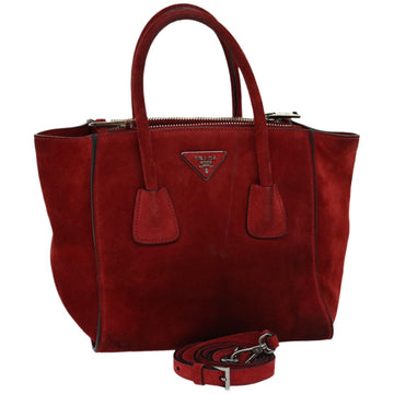 PRADA Hand Bag Suede 2way Red Auth ep3363