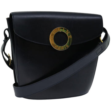 CELINE Shoulder Bag Leather Navy Auth ep3396