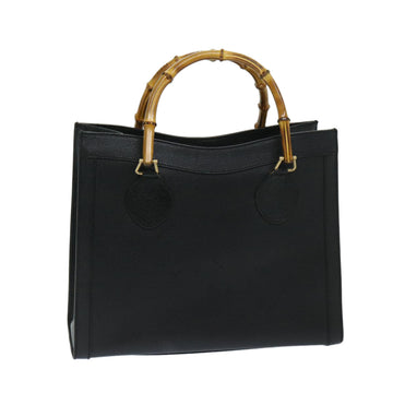 GUCCI Bamboo Tote Bag Leather Black Auth ep3665