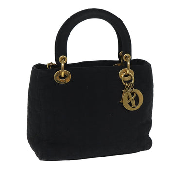 CHRISTIAN DIOR Lady Dior Canage Hand Bag Nylon Black Auth ep3776