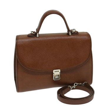 BURBERRYSs Hand Bag Leather 2way Brown Auth ep3800