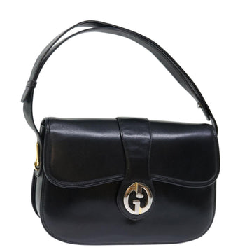 GUCCI Shoulder Bag Leather Black Auth ep3958
