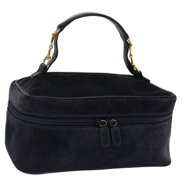 GUCCI Vanity Cosmetic Pouch Suede Navy 032 1705 0140 Auth ep3985