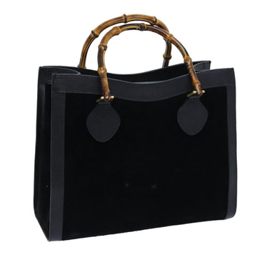 GUCCI Bamboo Hand Bag Suede Black Auth ep4025