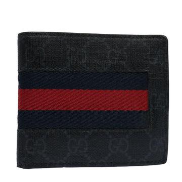 GUCCI GG Supreme Sherry Line Wallet Red Navy Black 408826 Auth fm3064