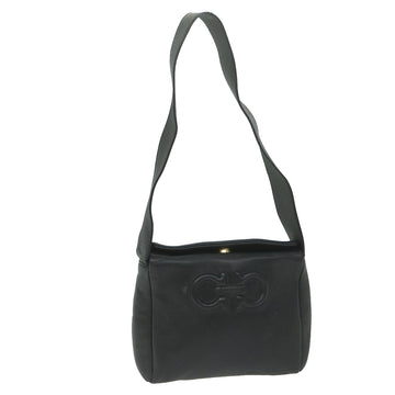 SALVATORE FERRAGAMO Shoulder Bag Leather Black Auth fm3109