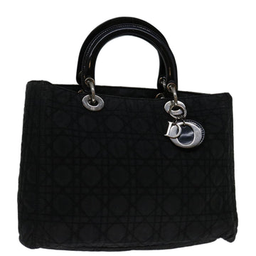 CHRISTIAN DIOR Lady Dior Canage Hand Bag Nylon Black Auth fm3283