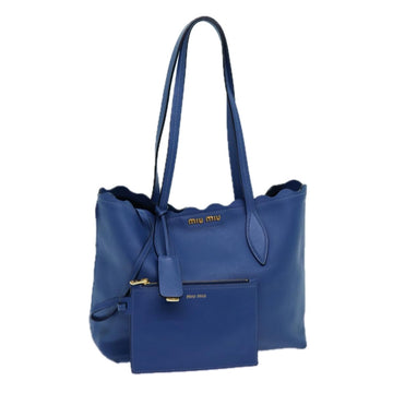 MIU MIU Tote Bag Leather Blue Auth hk1226