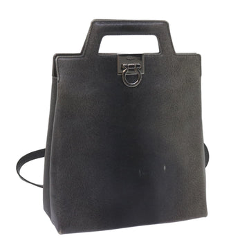 SALVATORE FERRAGAMO Hand Bag Leather 2way Gray Auth hk919