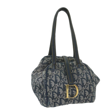 CHRISTIAN DIOR Trotter Canvas Hand Bag Navy Auth hk937