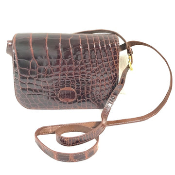 GUCCI Vintage brown crocodile leather shoulder bag with GG mark