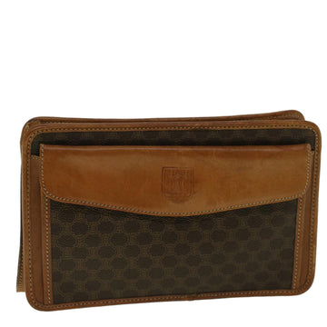 CELINE Macadam Canvas Clutch Bag PVC Leather Brown Auth ki3653