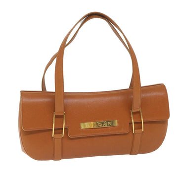 BVLGARI Hand Bag Leather Brown Auth ki3746
