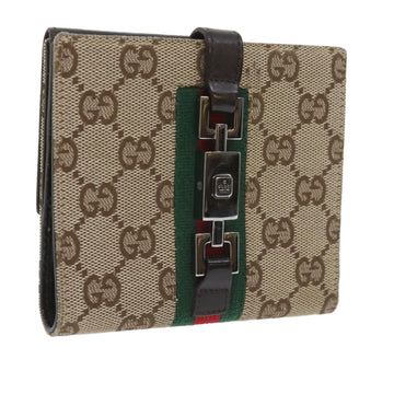 GUCCI GG Canvas Jackie Web Sherry Line Wallet Beige Red Green 05474 Auth ki3788